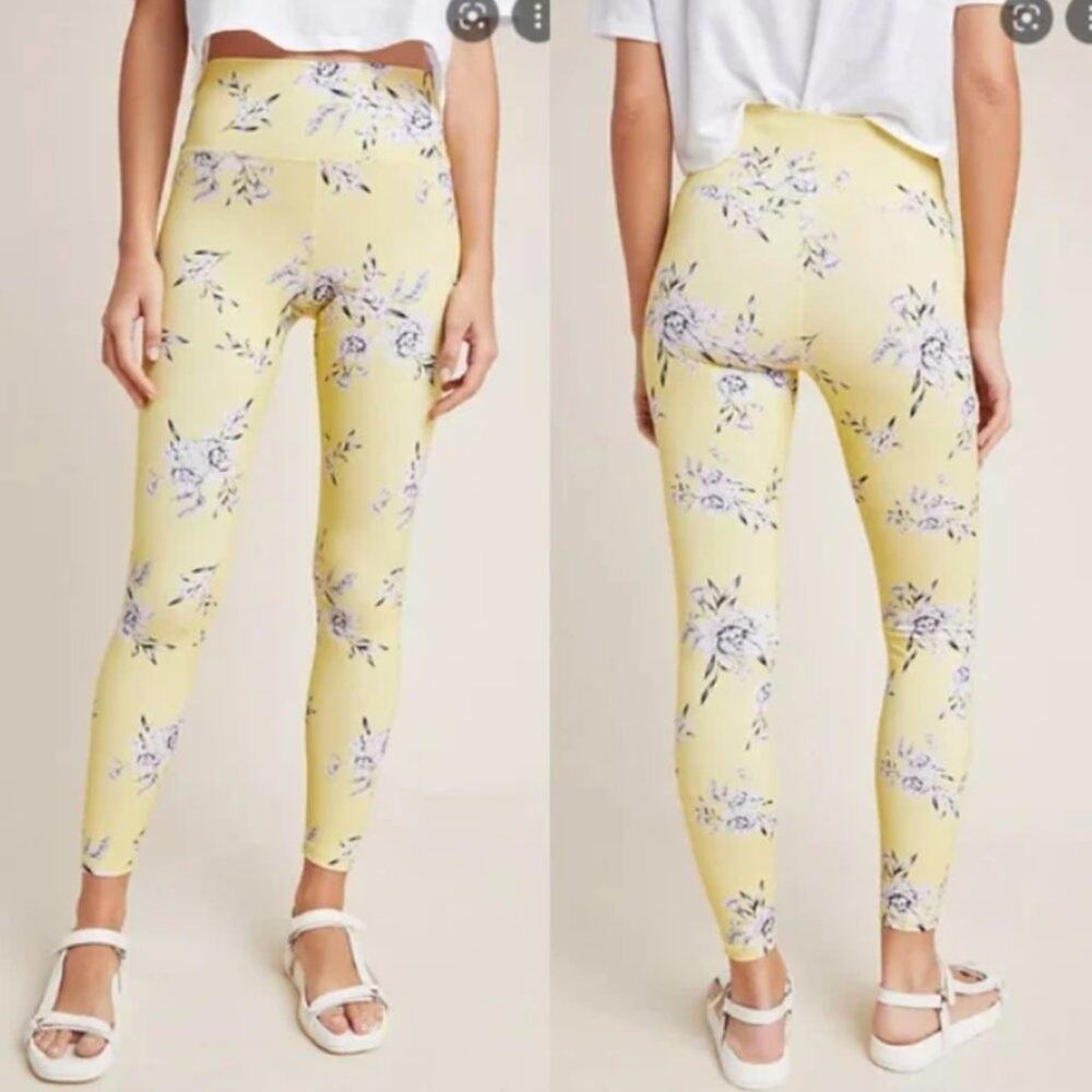 Spiritual Gangster yellow floral high waisted leggings size small